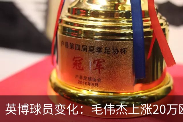 英博球员变化：毛伟杰上涨20万欧吕焯毅上涨5万欧，五外援均下跌
